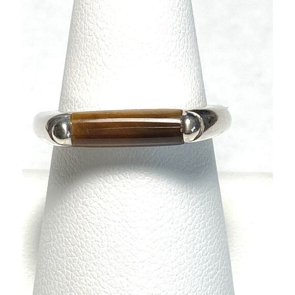 925 CPT TH Ring Tiger’s Eye Sterling Silver Size 8.75 Women 4.48g - Picture 1 of 16